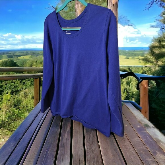 T-Shirt Long Sleeve Women’s Size 1X (16W) Just My Size Essentials Navy Casual - Picture 1 of 6